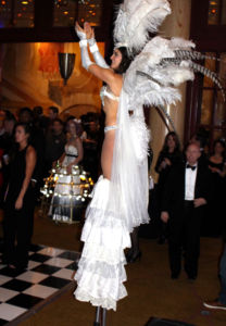 Stilt Showgirl with White feathers
