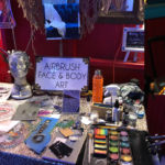 Futuristic Airbrush Makeup Body paint setup by Catalyst Arts at San Francisco party