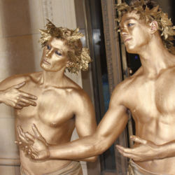 Gold Greek Roman Living Statues- gold body painted statues by Catalyst Arts Entertainment California