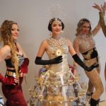 Five Luxe Showgirls & event performers from Catalyst Arts Entertainment wearing champagne skirt and mirror costumes