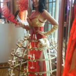 Red and Gold Champagne Skirt Showgirl