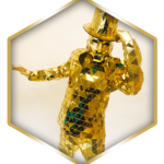 Gold Mirror Man dancer performer by Catalyst Arts