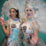 Bubble Twins in their Bubbly Costume while holding a mini bubble tool