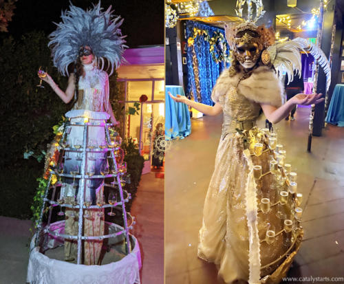 Deluxe Masquerade Champagne Skirt Hostesses by Catalyst Arts + Deluxe Drinks Dress & Bubbly Bustle