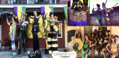 Mardi Gras Stilt walkers & entertainers by Catalyst Arts